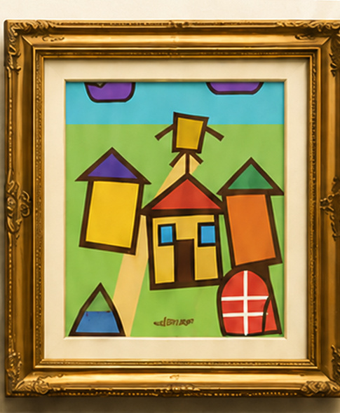 Remy's framed painting of Cloverbell Commons
