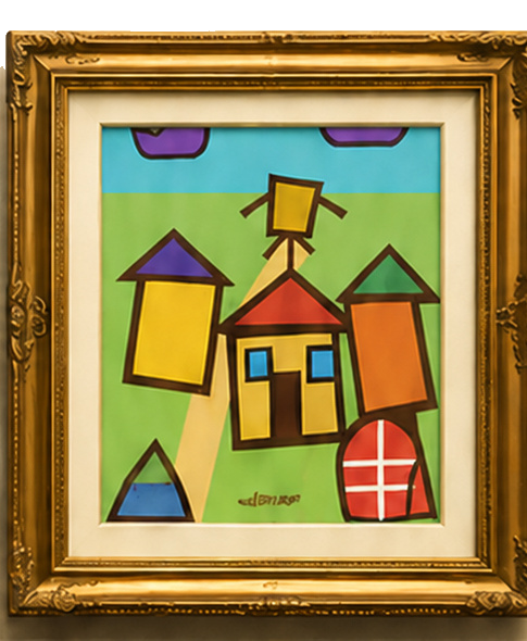 Remy's framed painting of Cloverbell Commons