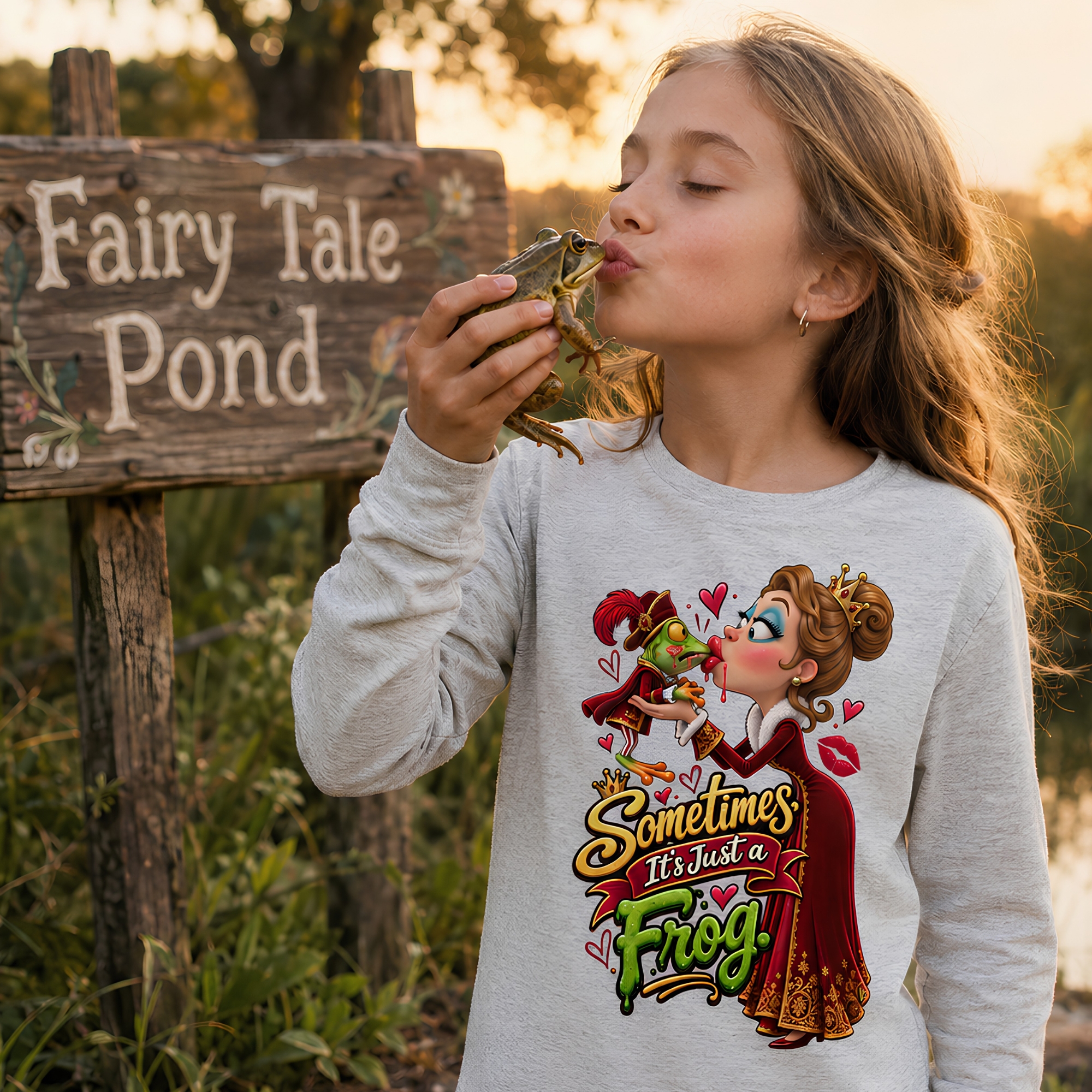 “Sometimes It’s Just a Frog!” Youth Long Sleeve Tee - Image 2