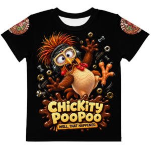 Chickity PooPoo Kids Shirt with full all-over graphic design