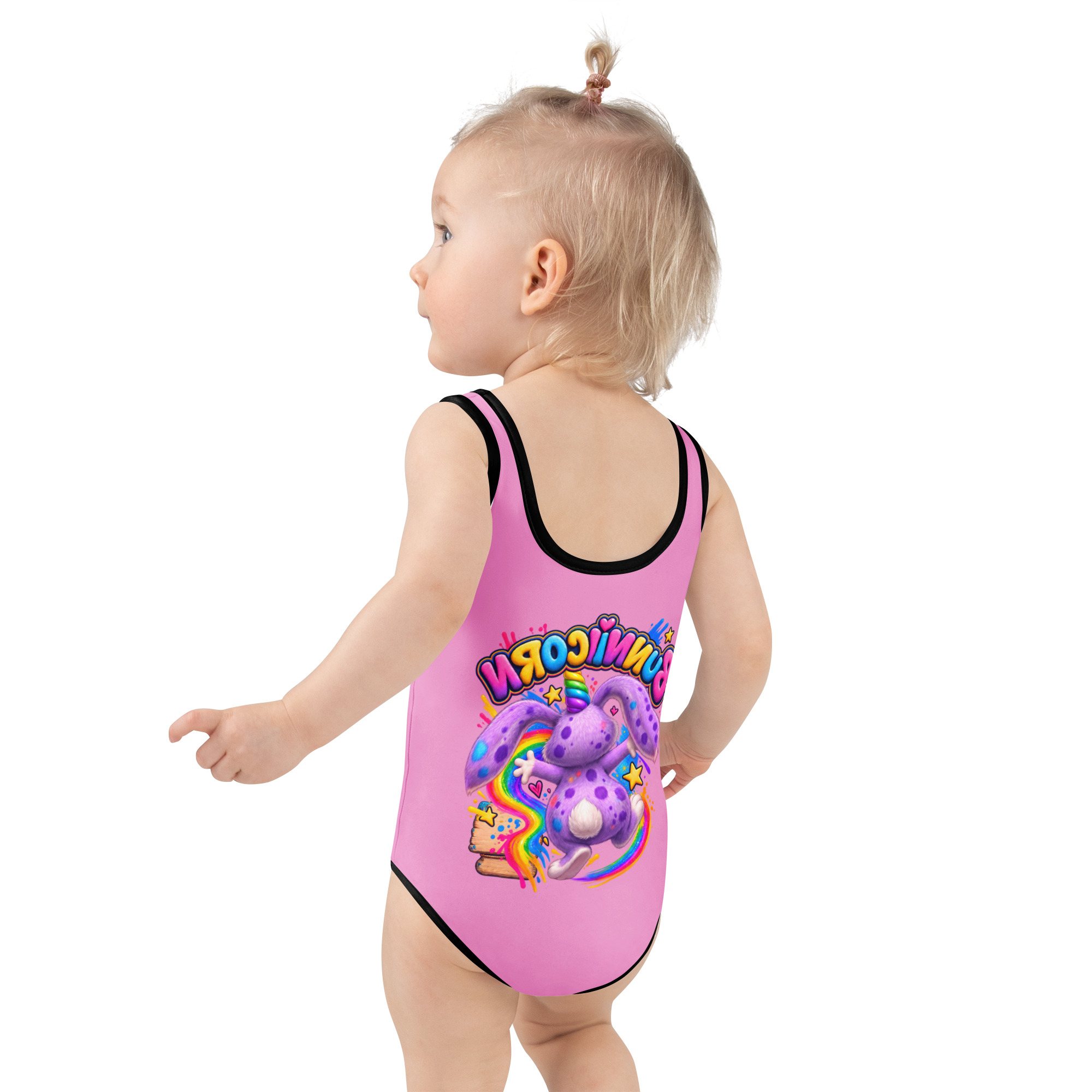 Bunnicorn Choose Happy Girls Swimsuit | Terri Bull Adventure Club 2T-7 - Image 8