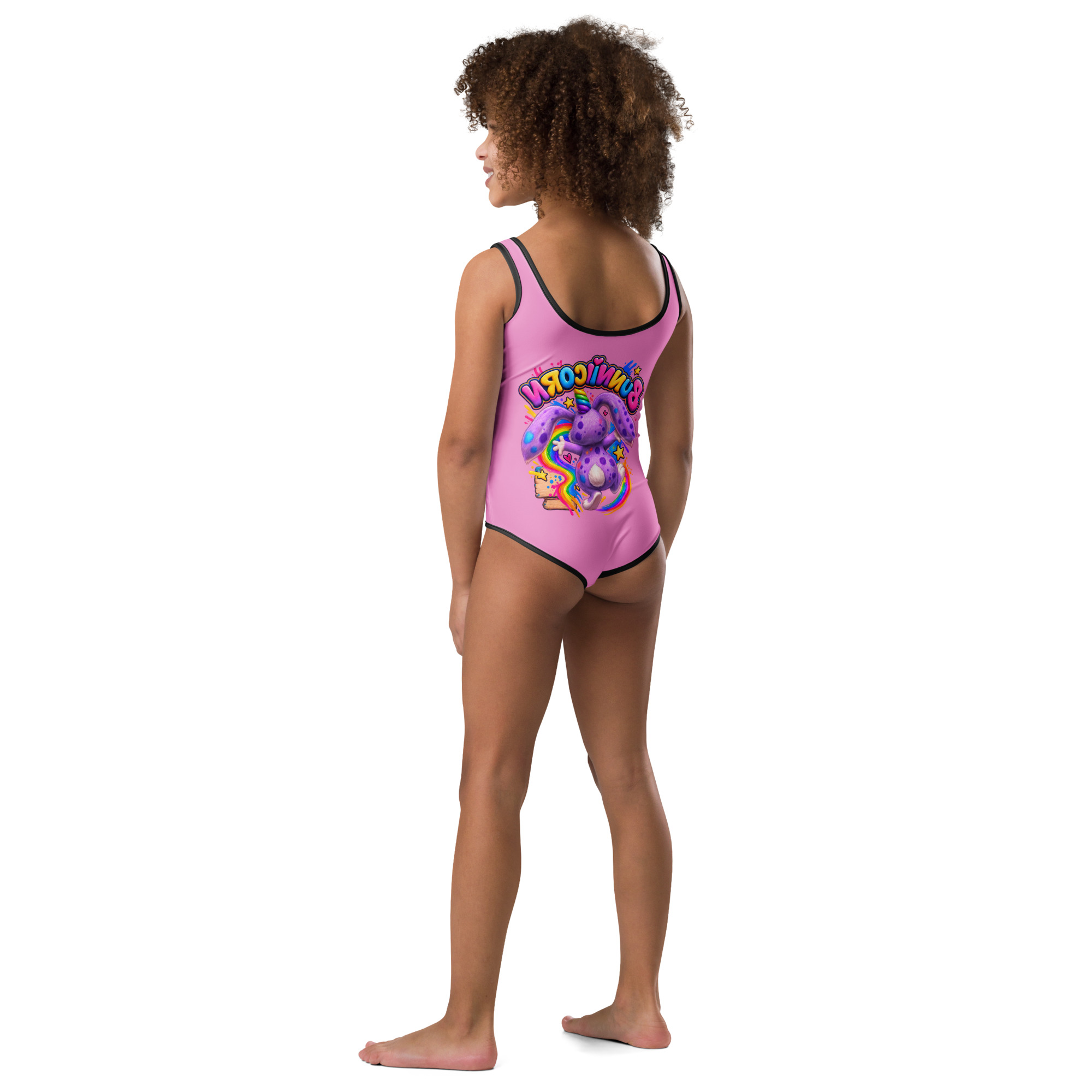 Bunnicorn Choose Happy Girls Swimsuit | Terri Bull Adventure Club 2T-7 - Image 10