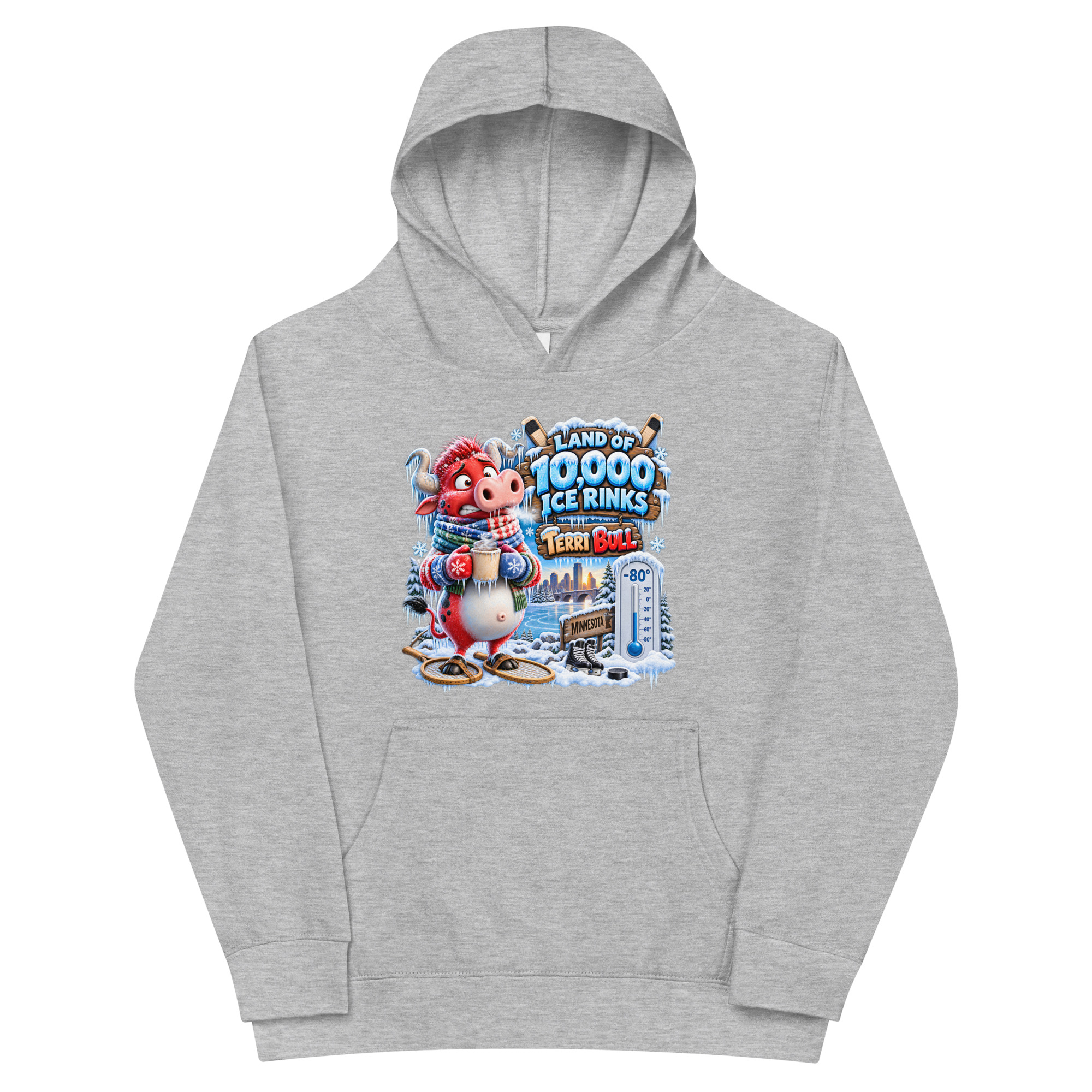 Terri Bull “Land of 10,000 Ice Rinks” Kids Fleece Hoodie - Image 7