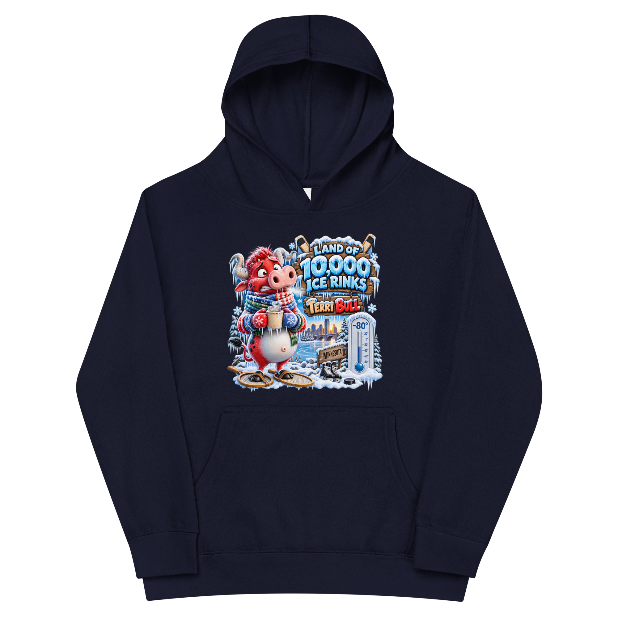 Terri Bull “Land of 10,000 Ice Rinks” Kids Fleece Hoodie - Image 8