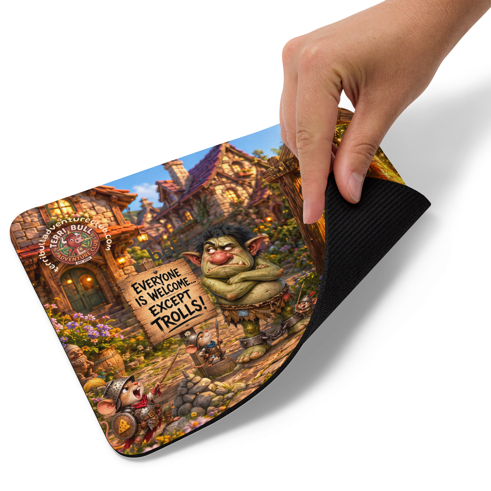 Everyone Is Welcome Except Trolls! Mouse Pad | Terri Bull Adventure Club - Image 3