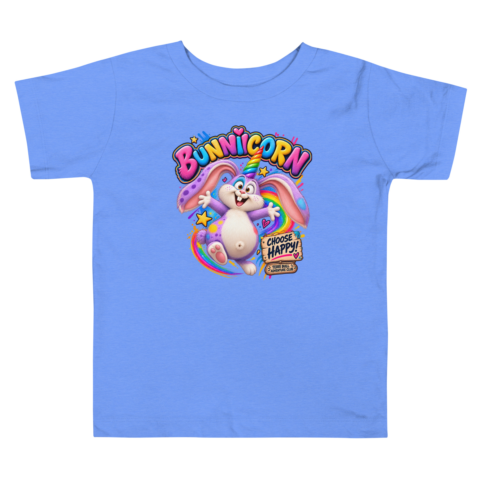Bunnicorn Choose Happy Toddler T-Shirt | Terri Bull Adventure Club 2T-5T - Image 2