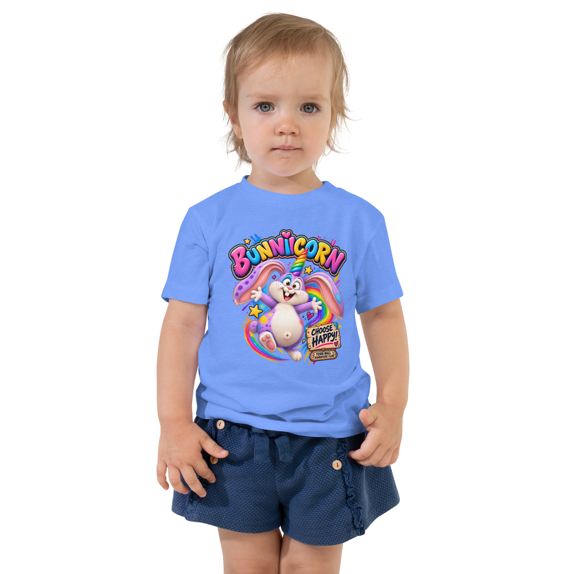 Bunnicorn Choose Happy Toddler T-Shirt | Terri Bull Adventure Club 2T-5T - Image 7