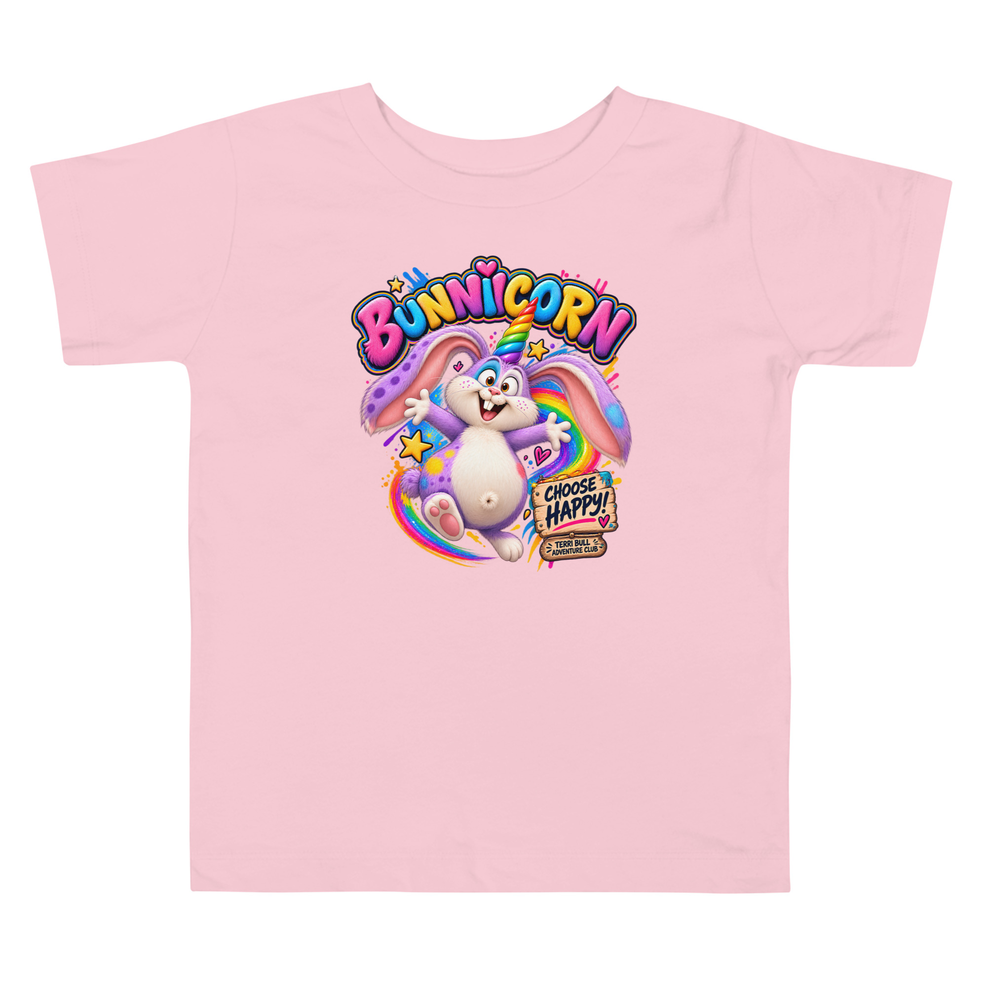 Bunnicorn Choose Happy Toddler T-Shirt | Terri Bull Adventure Club 2T-5T - Image 3