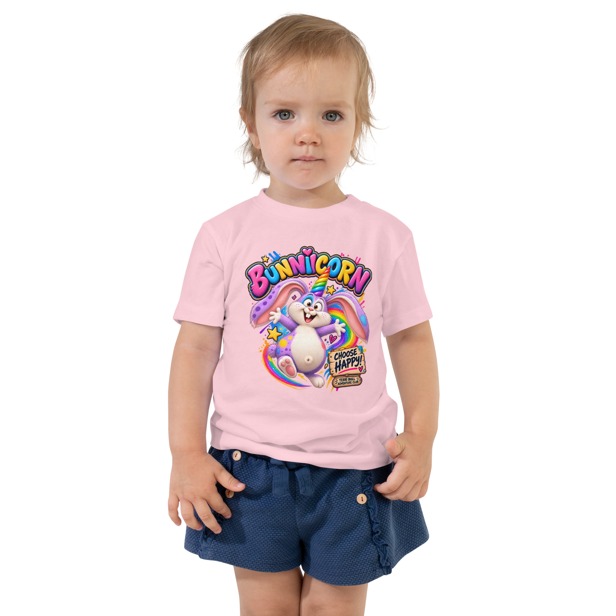 Bunnicorn Choose Happy Toddler T-Shirt | Terri Bull Adventure Club 2T-5T - Image 6