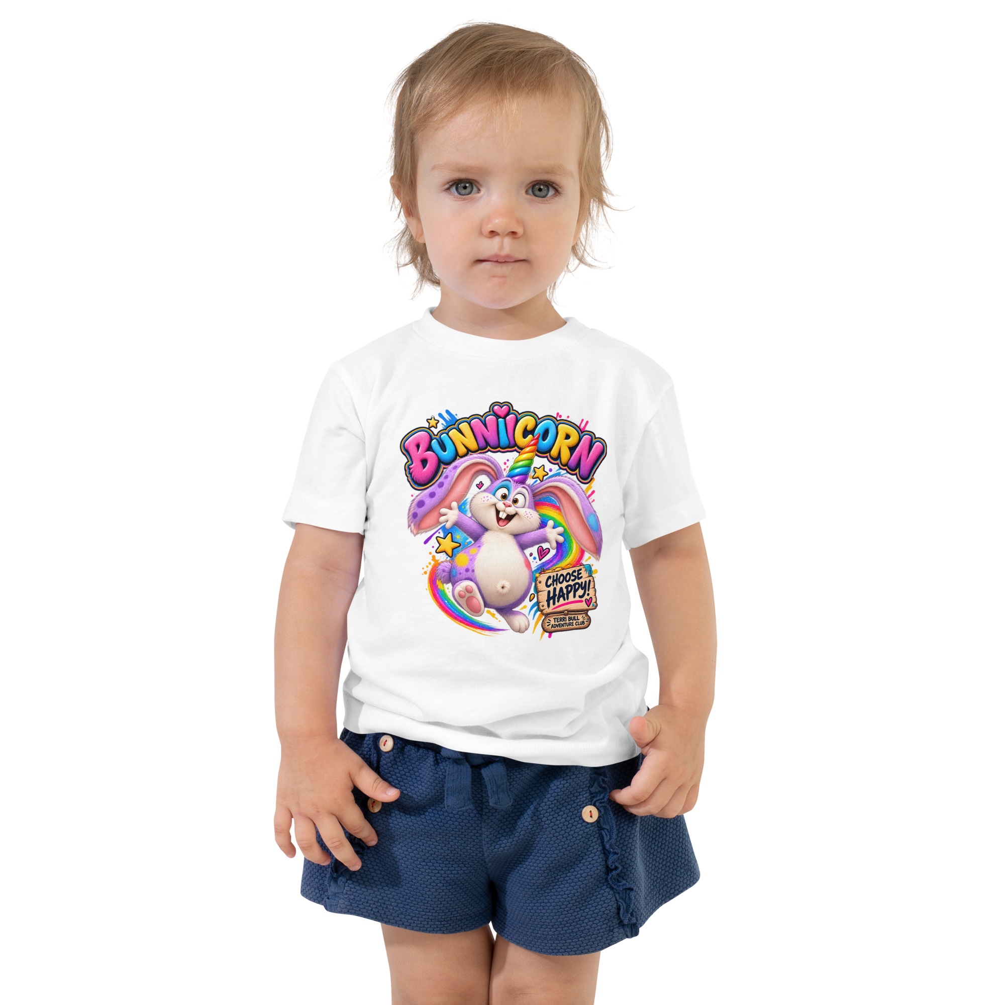Bunnicorn Choose Happy Toddler T-Shirt | Terri Bull Adventure Club 2T-5T - Image 5
