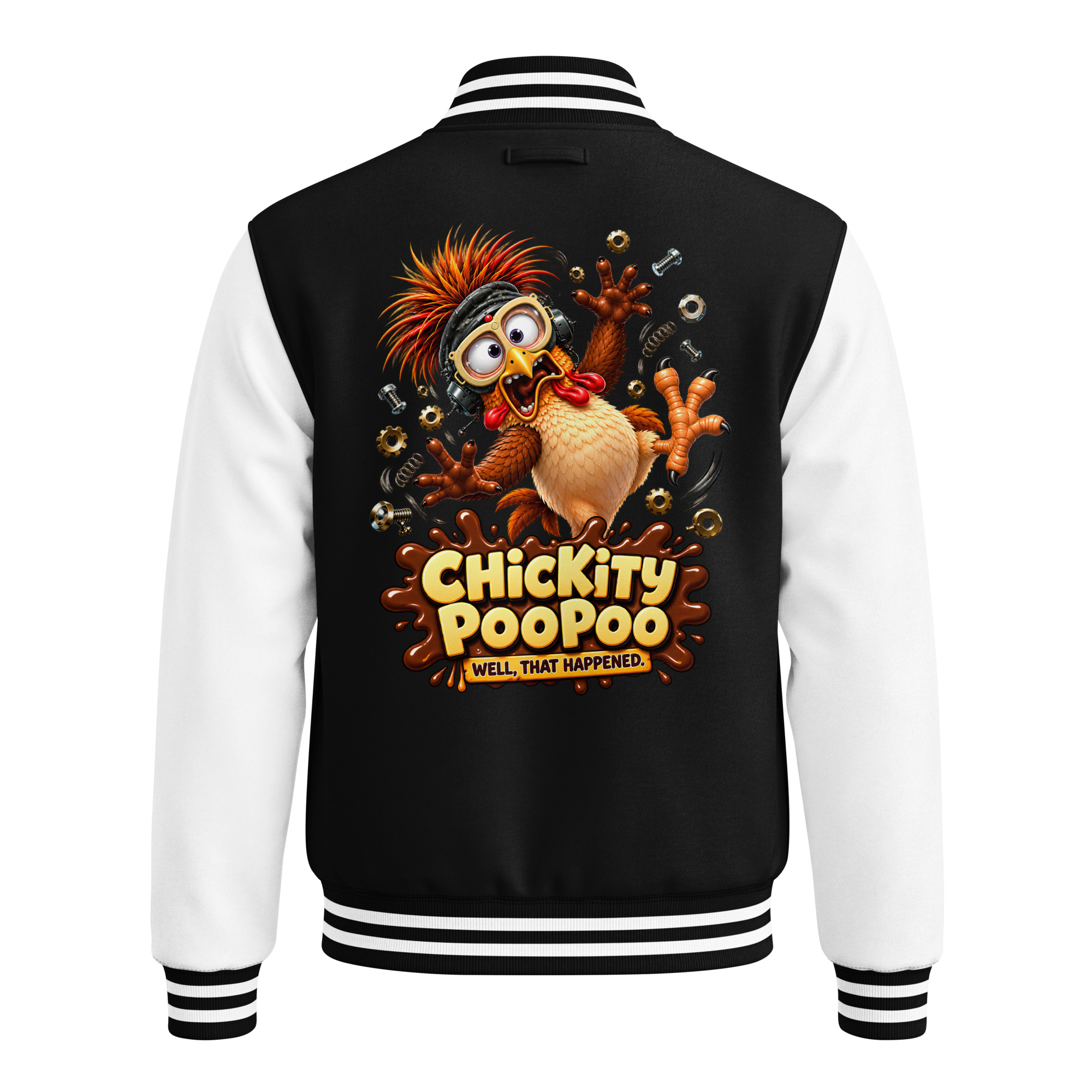 Chickity PooPoo Letterman Jacket with Well, That Happened back design