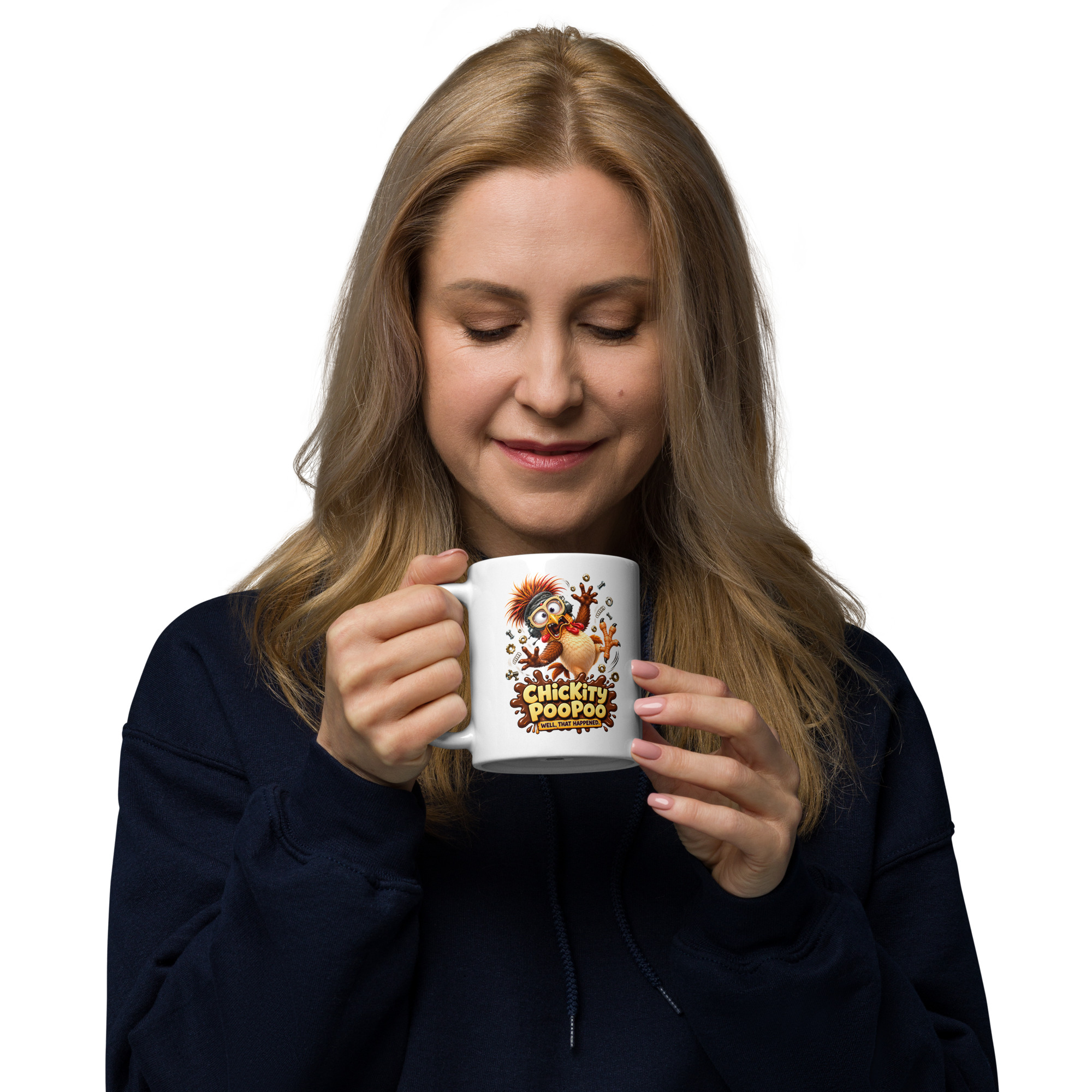 Chickity PooPoo “Well, That Happened!” White Glossy Mug - Image 8
