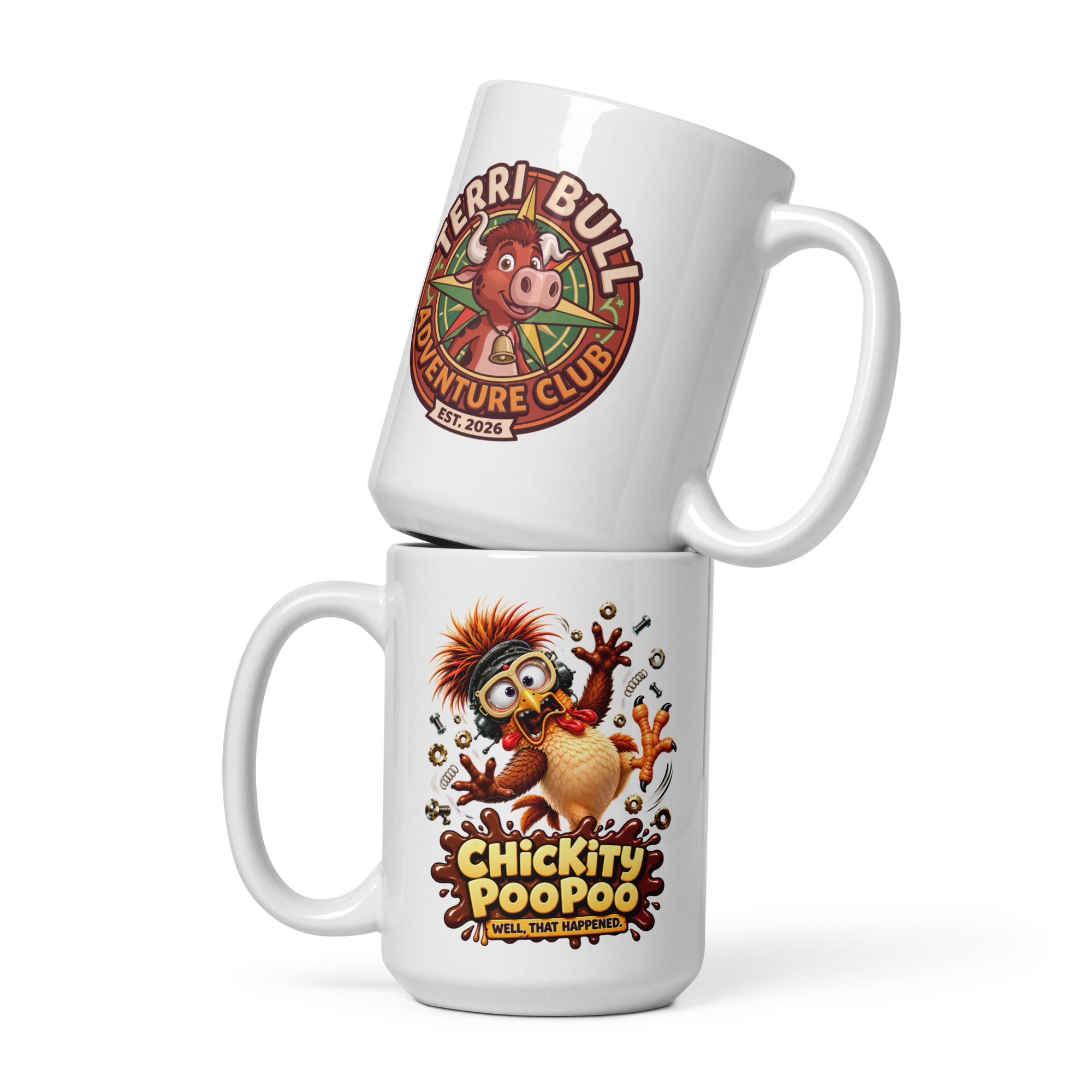Chickity PooPoo “Well, That Happened!” White Glossy Mug - Image 5