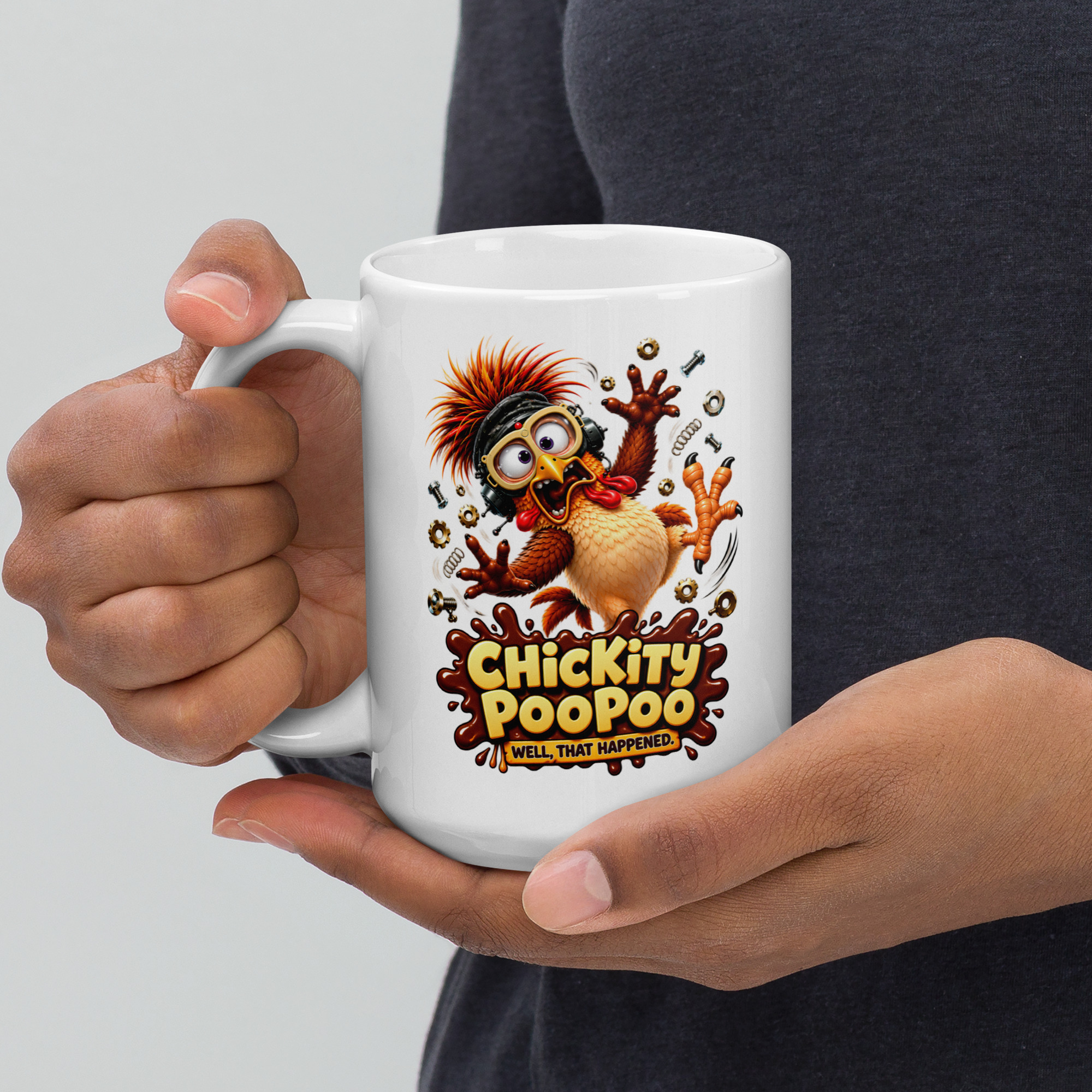 Chickity PooPoo “Well, That Happened!” White Glossy Mug - Image 9