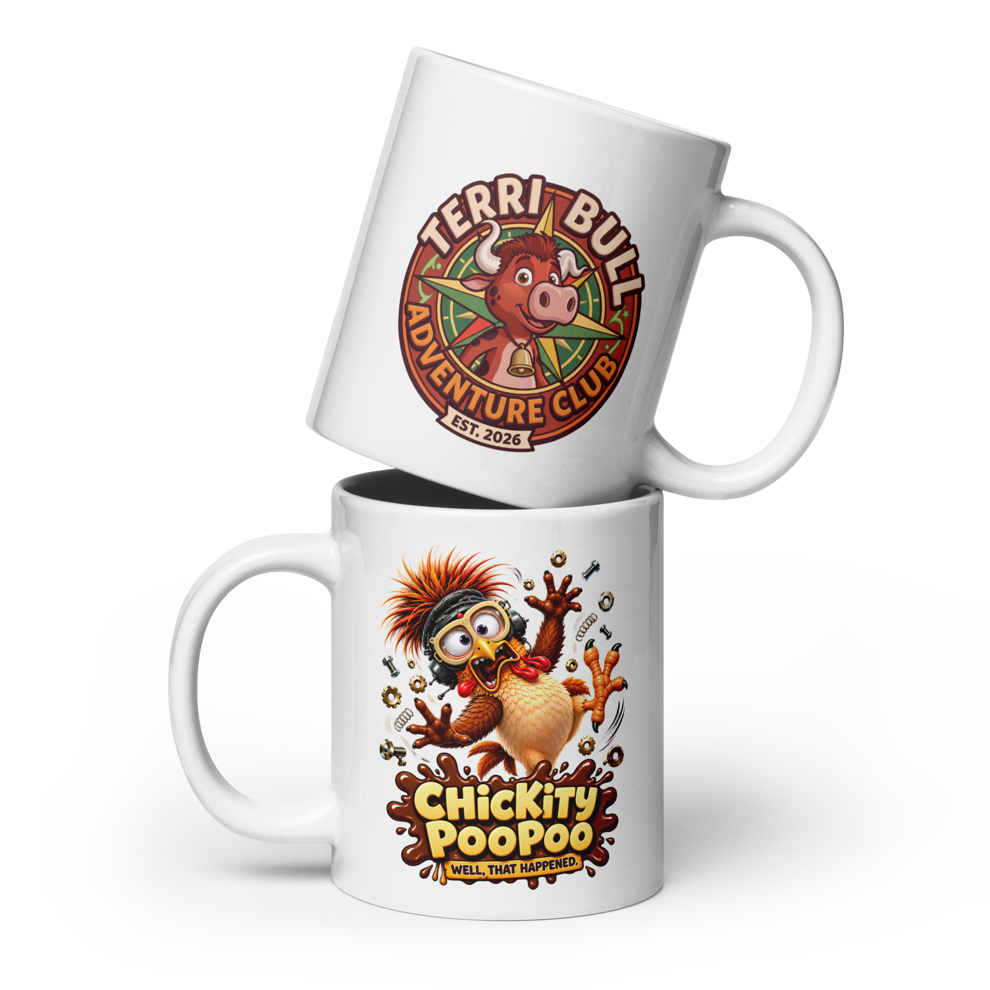 Chickity PooPoo “Well, That Happened!” White Glossy Mug - Image 7