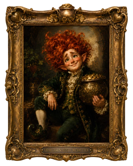Leprechaun Rusty McSmitten museum portrait