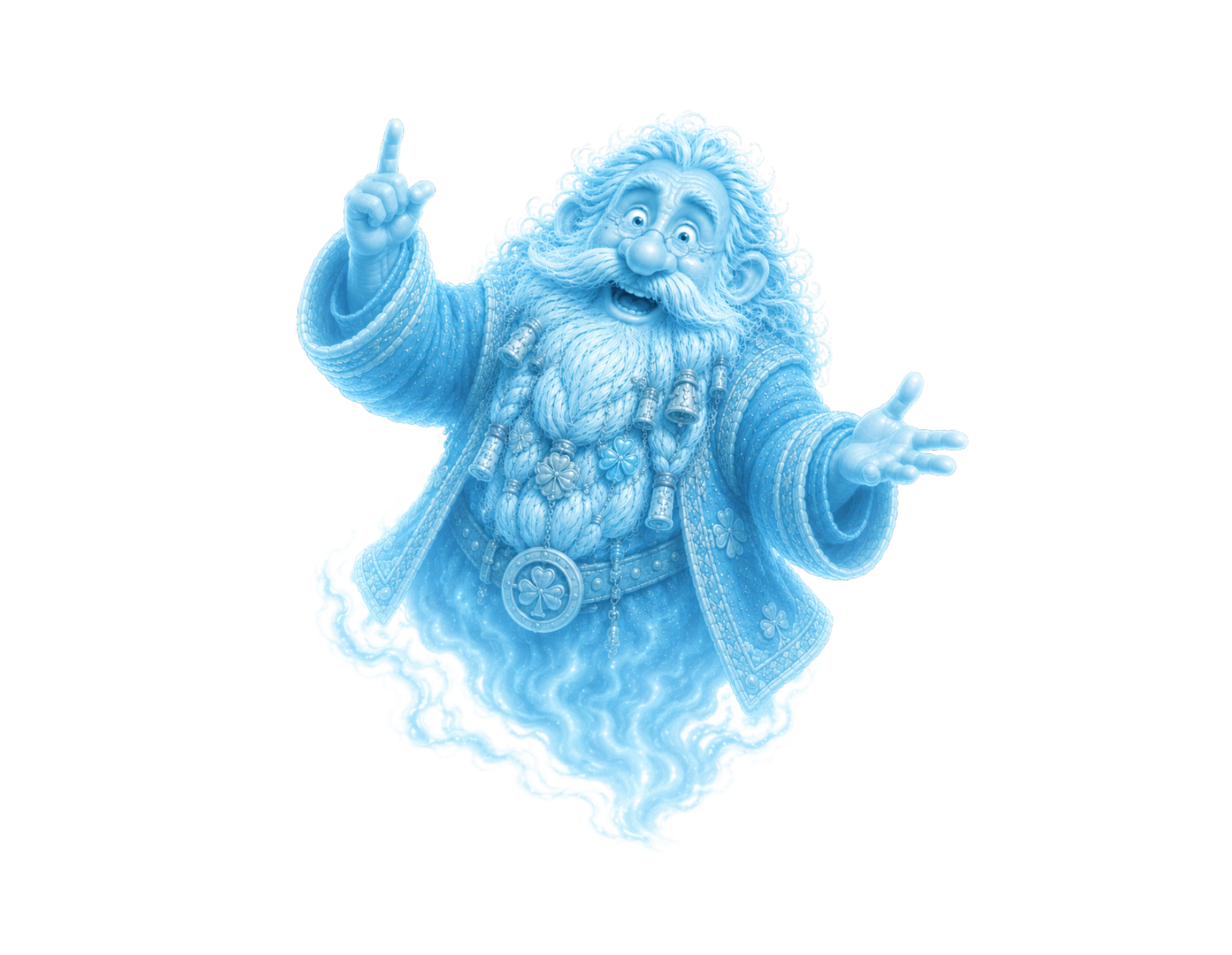 Ghost Grizzwald guiding visitors